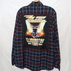 ZZ TOP Plaid Shirt Hand Crafted Upcycled